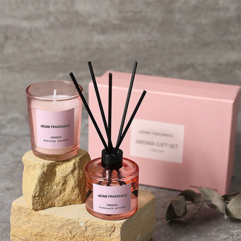 Home Fragrance Candles - プレミアムリードディフューザーとキャンドルギフトセット、長持ちする香り付きフレグランス詰め替え、自宅、オフィス、スパ、パーティー、ギフトに