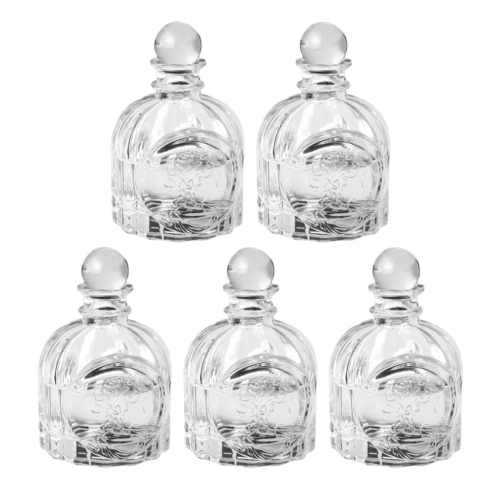 Home Fragrance And Diffuser - 5 セットのフレグランスボトル透明フレンチスタイル香水ディフューザーボトル家庭用車アロマセラピーガラス保存容器