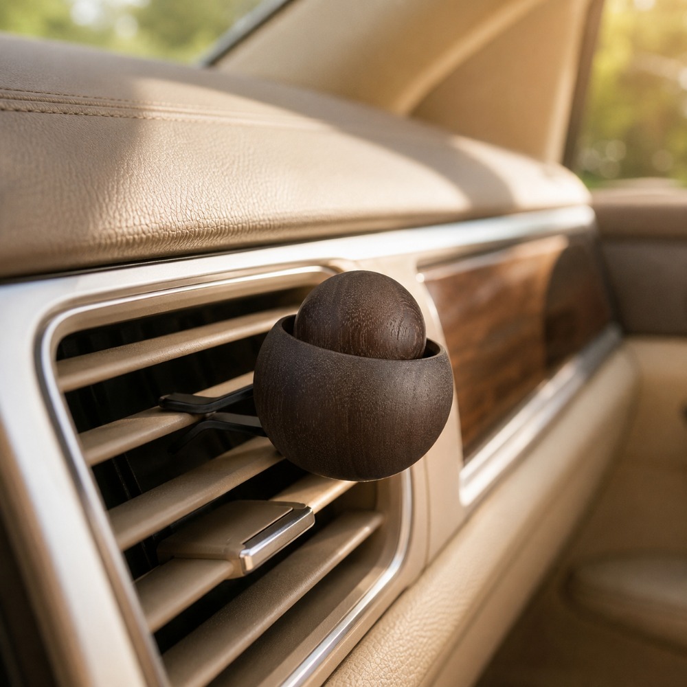 Home Fragrance Potpourri - 球形木製エッセンシャルオイルフレグランスディフューザー 車用 家庭用 寝室 オフィス装飾 天然アロマ拡散ディスプレイオーナメント