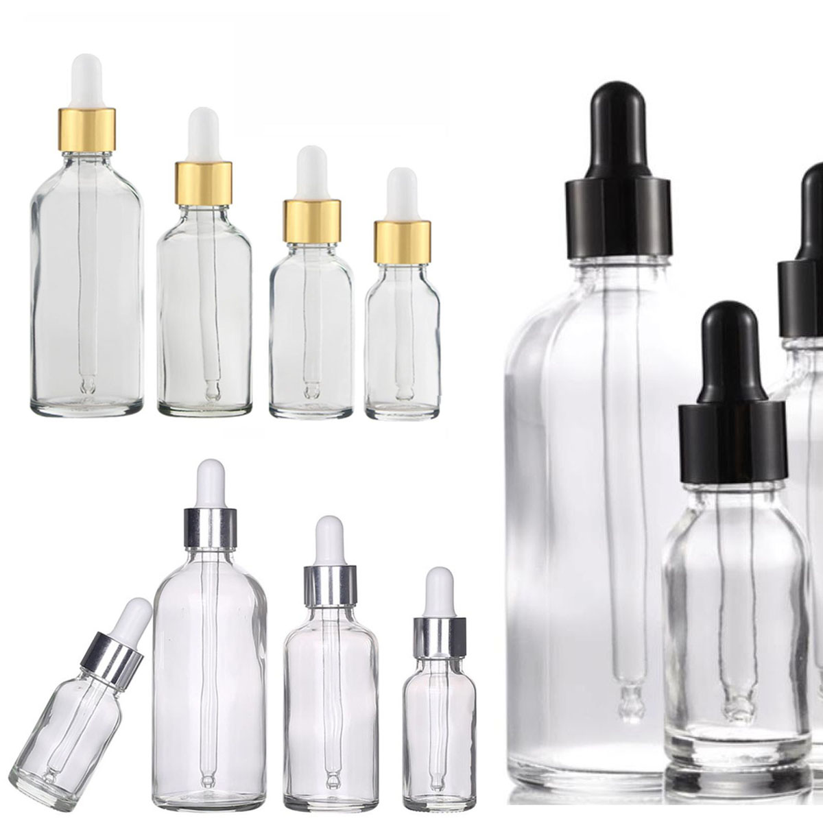 Home Fragrance Jar - 透明なガラス瓶、化粧品、香水、エッセンシャルオイル、液体、空の目のドロップ、5 ml、10 ml、15 ml、30 ml、50 ml、0