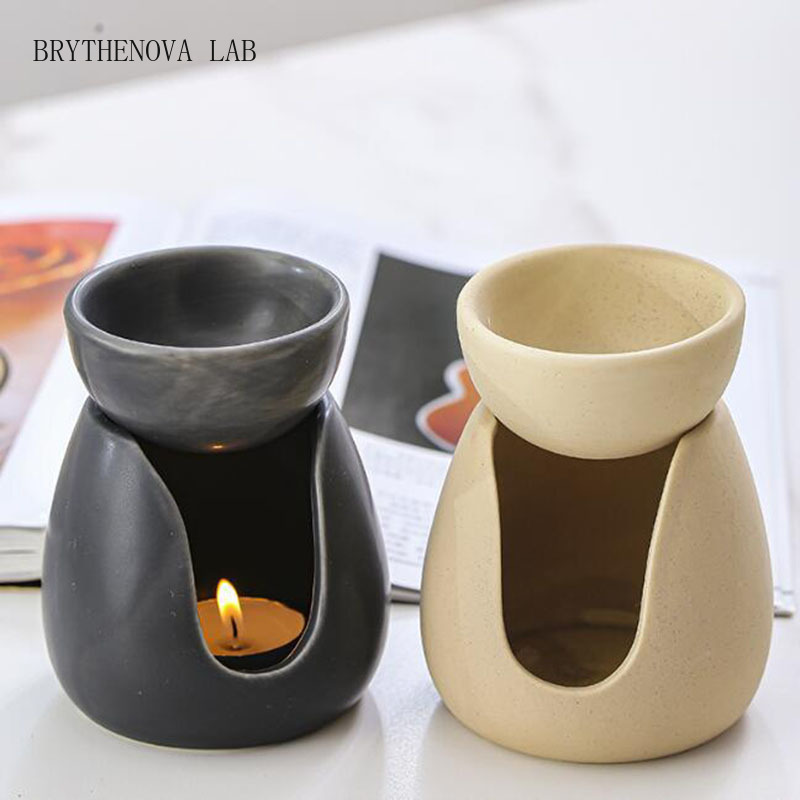Home Fragrance Oil Burner - セラミックキャンドルアロマバーナーエッセンシャルオイル炉黄色黒色フレグランス香炉家の装飾用