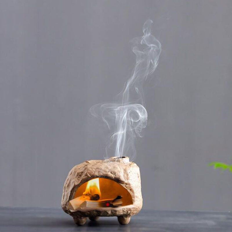 Home Fragrance Oil Burner - 粗い陶器エッセンシャルオイルバーナーパウサントアロマセラピーバーナー白檀の香り香炉屋内家の装飾