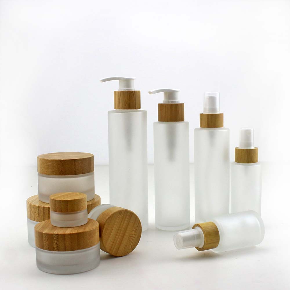Home Fragrance Jar - 天然竹香水瓶すりガラス空のクリームローション瓶 30 ミリリットル-200 ミリリットル DIY 化粧品容器シャンプーポンプボトル旅行