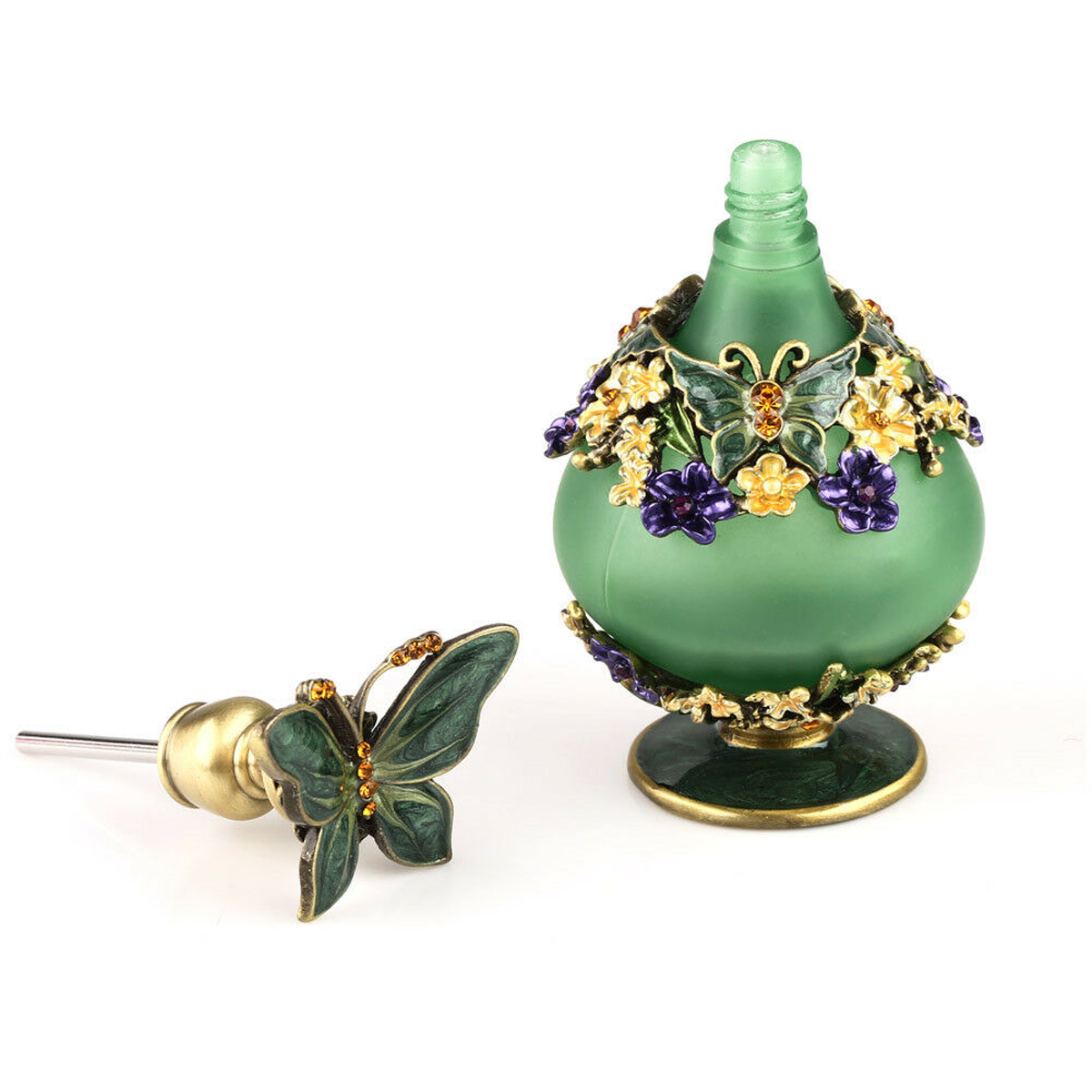 25ml装飾ガラス瓶、蝶の蓋、花柄の絵付け、金属工芸エナメル - Home Fragrance Jar のレビューと価格