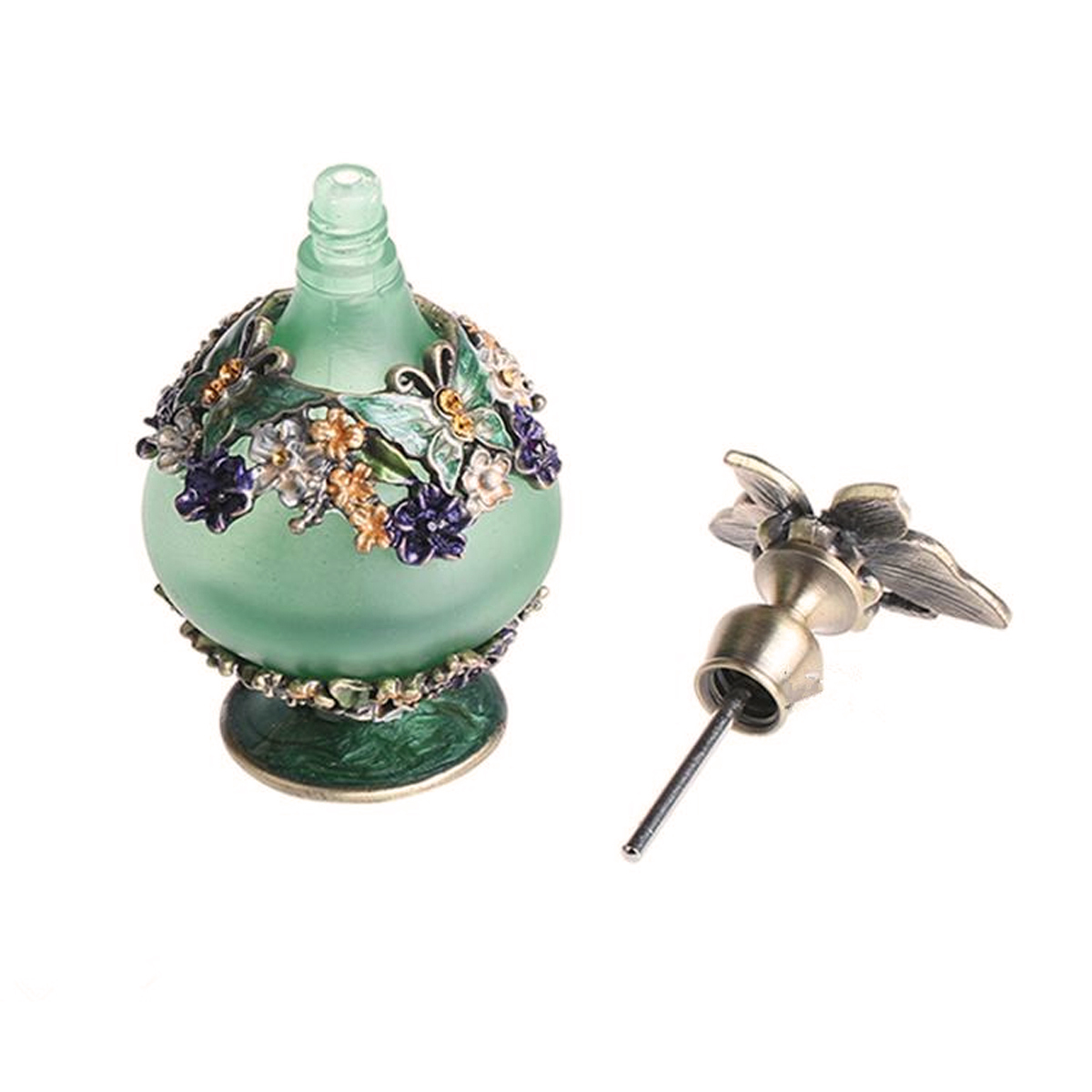 25ml装飾ガラス瓶、蝶の蓋、花柄の絵付け、金属工芸エナメル - Home Fragrance Jar のレビューと価格