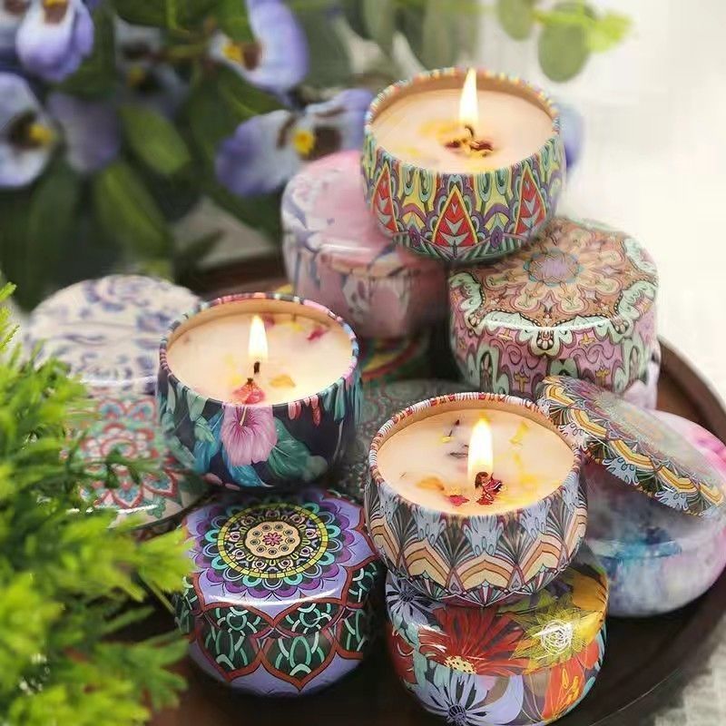 1 個ヴィンテージ缶キャンドル大豆ワックスフラワーの香りの香 - Home Fragrance Jar のレビューと価格