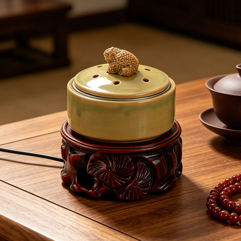 セラミック電子香炉内蔵LEDライトタイミング調整可能な温度エ - Home Fragrance Oil Burner のレビューと価格