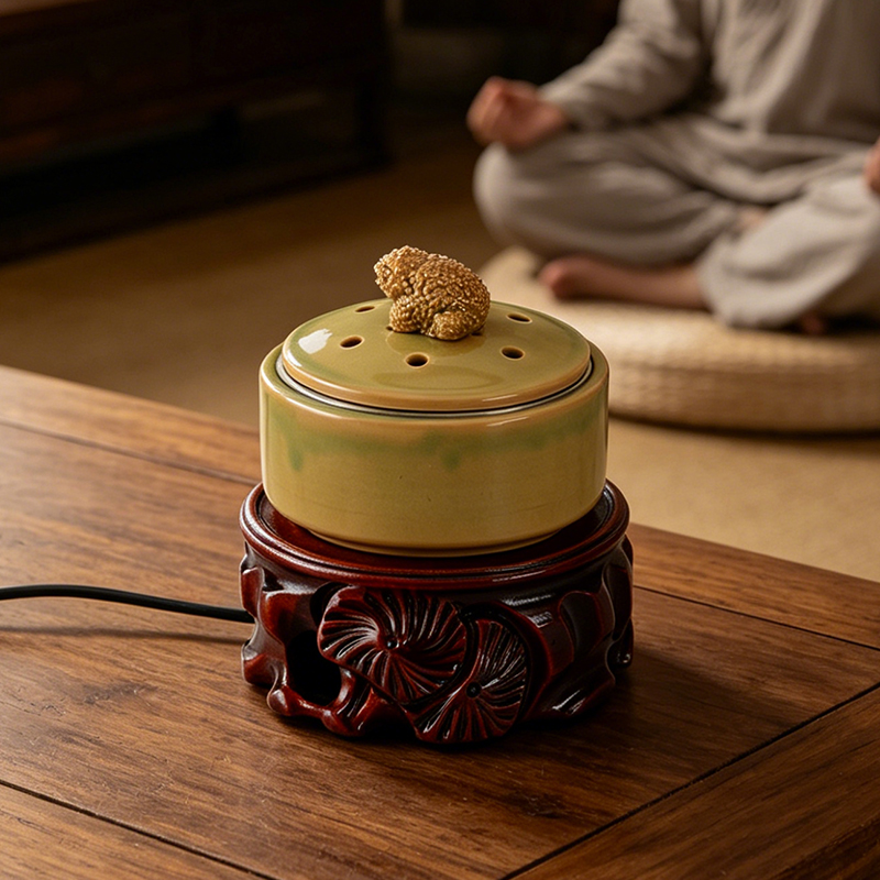 セラミック電子香炉内蔵LEDライトタイミング調整可能な温度エ - Home Fragrance Oil Burner のレビューと価格