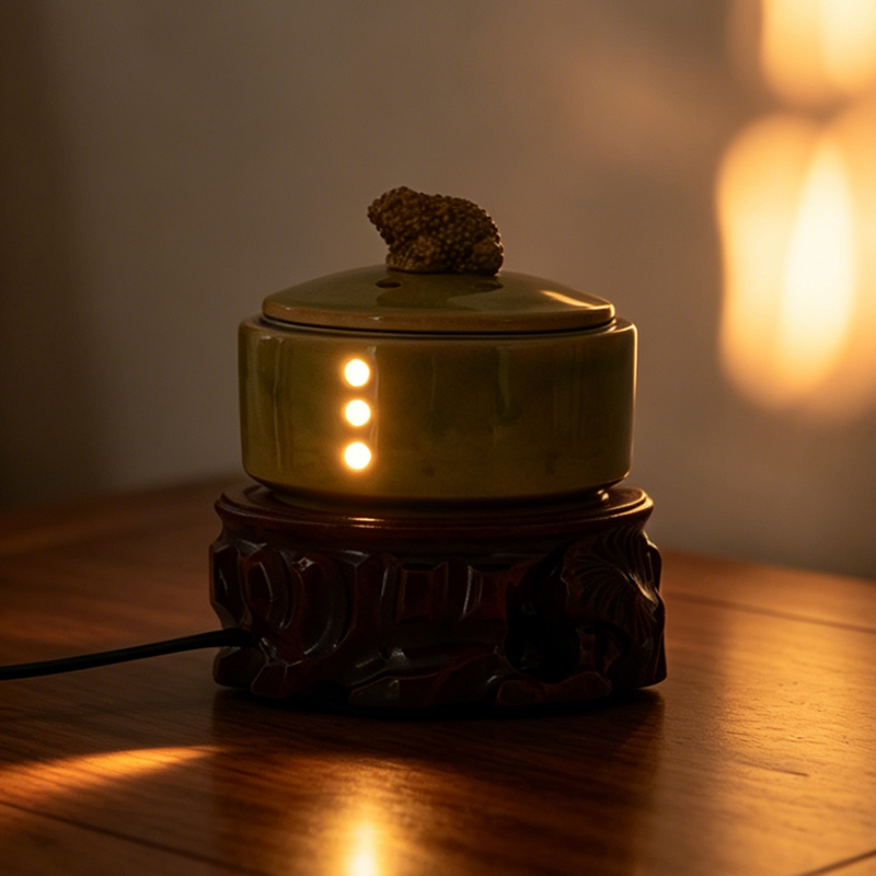 セラミック電子香炉内蔵LEDライトタイミング調整可能な温度エ - Home Fragrance Oil Burner のレビューと価格