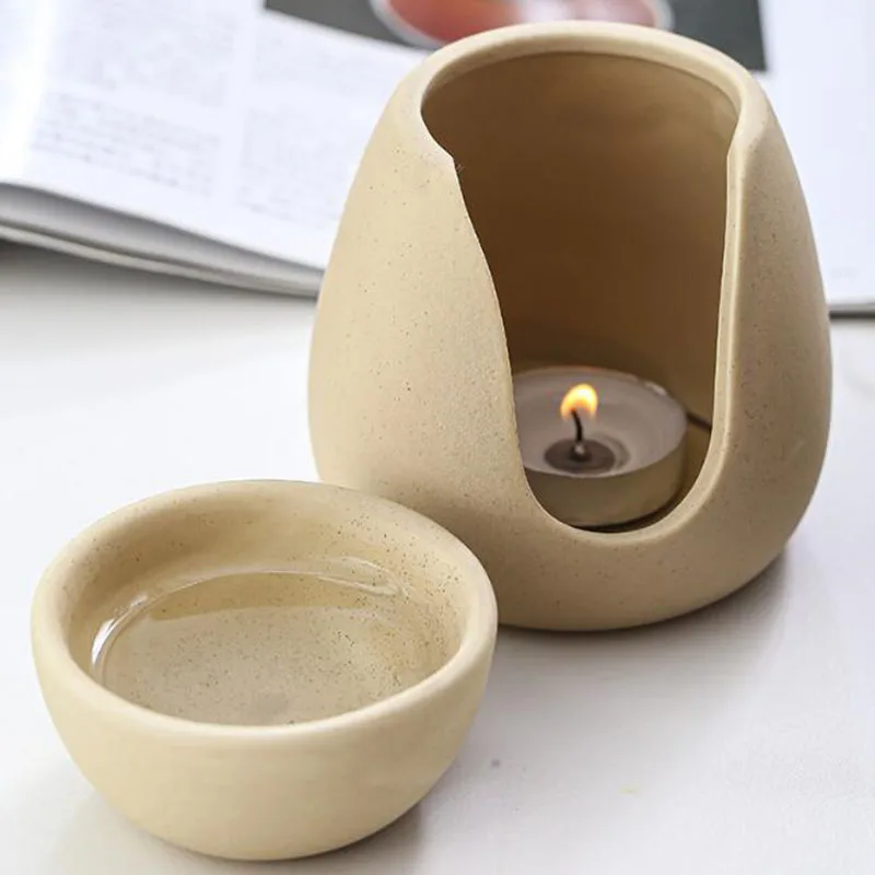 セラミックキャンドルアロマバーナーエッセンシャルオイル炉黄色 - Home Fragrance Oil Burner のレビューと価格