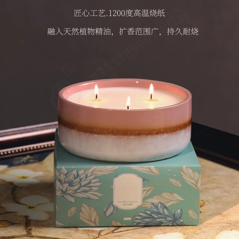 大型セラミックジャー香り付きキャンドルギフトボックス高級ホー - Home Fragrance Jar のレビューと価格