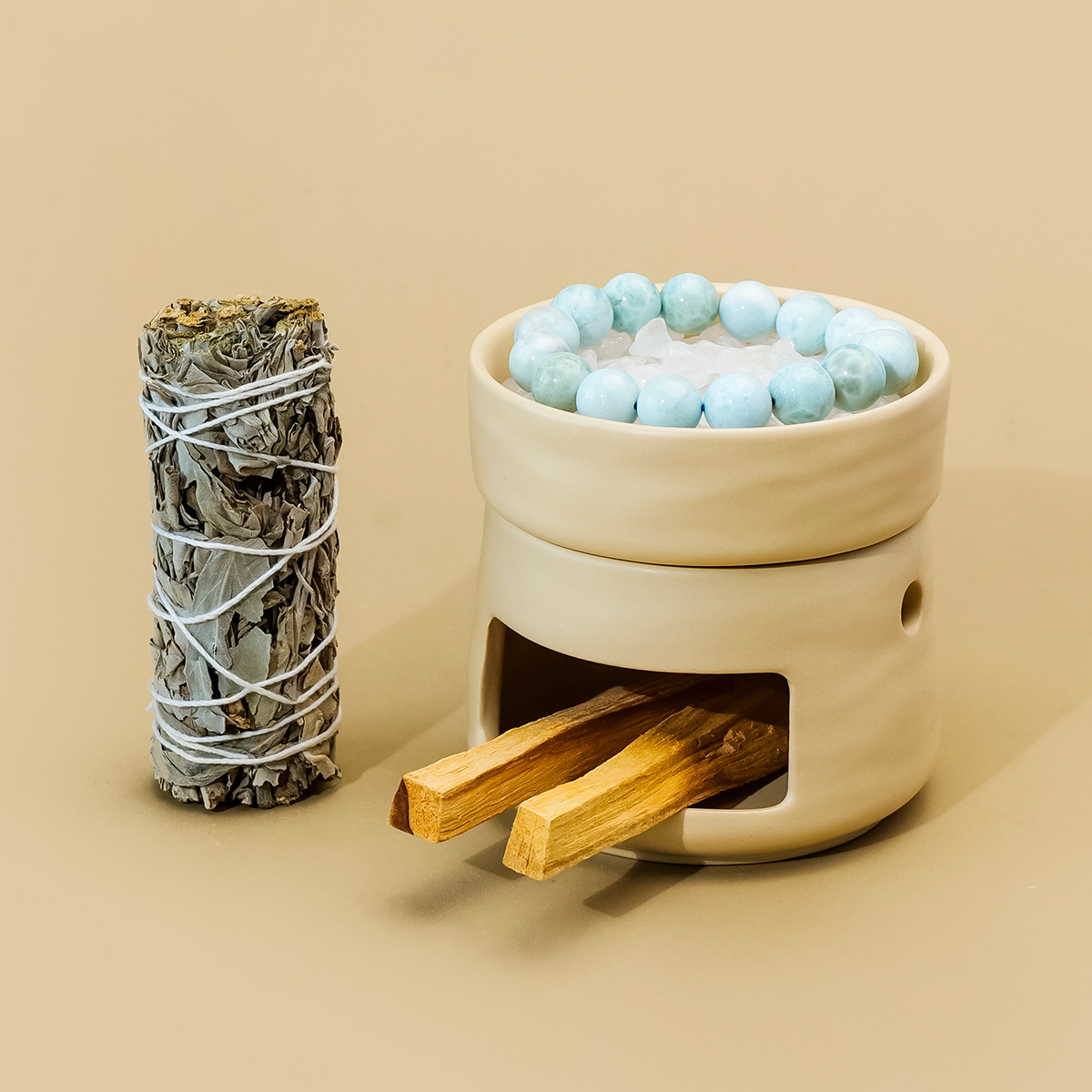 1セット天然クリスタルアロマストーン、セラミックアロマバーナ - Home Fragrance Oil Burner のレビューと価格