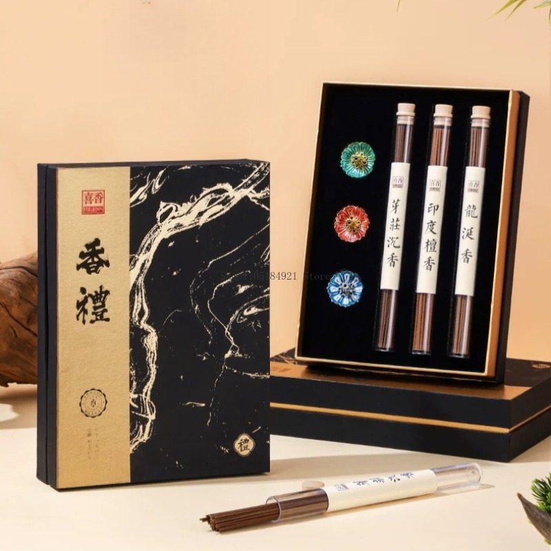 ギフトボックス入り線香セット 天然白檀/沈香/アンバーグリス - Home Fragrance Set Gift のレビューと価格